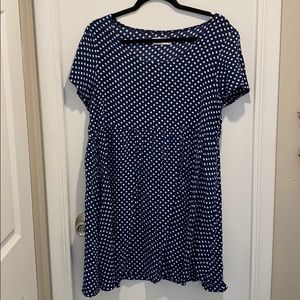 Blue polka dot babydoll dress